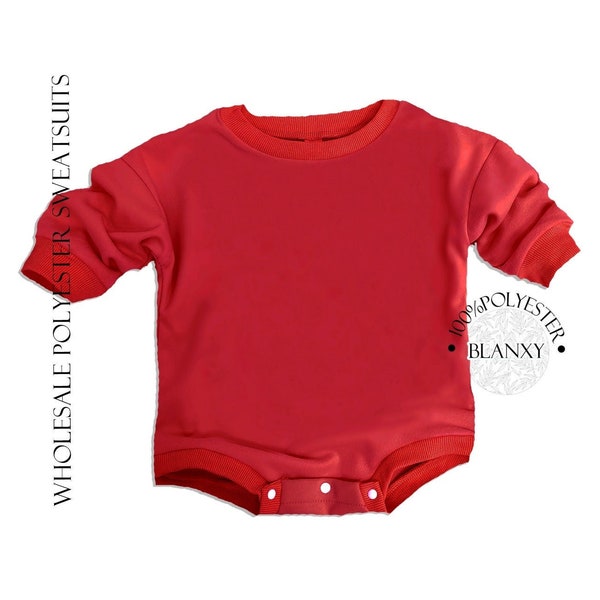 Wholesale Blank RED sweatsuits Super SOFT warm %100 polyester sublimation oversized sweatsuits wholesale bodysuits Sizing 0-3mo up to 2T-3T