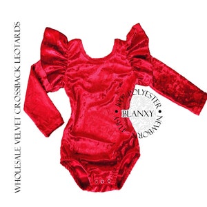 Wholesale Blank RED velvet leotards long sleeve cross back leotards %100 polyester sublimation leotard wholesale Sizing newborn up to 4T-6Y