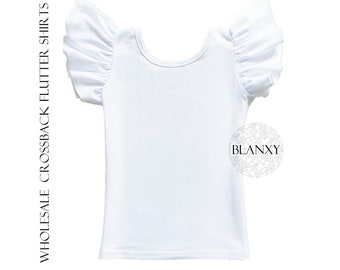 Wholesale Blank Polyester Flutter Sleeve Shirt: Cross Back, Sublimation, DIY