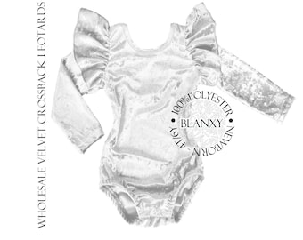Wholesale Velvet Cross Back Leotard, Long Sleeve, Polyester (Newborn-6Y)