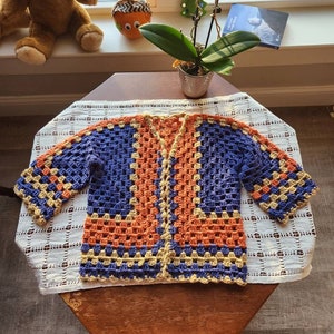 Crochet Cardigan for Children, Kids&#39; Crochet Cardigan, Kids&#39; Jacket, Handmade Cotton Cardigan, Hexagon Crochet, Girls/Boys/Unisex