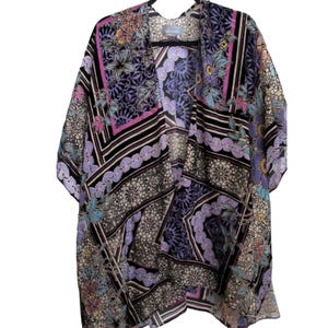 Anthropologie Burn Out Kimono Duster Boho Colorful Casually Elegant image 1