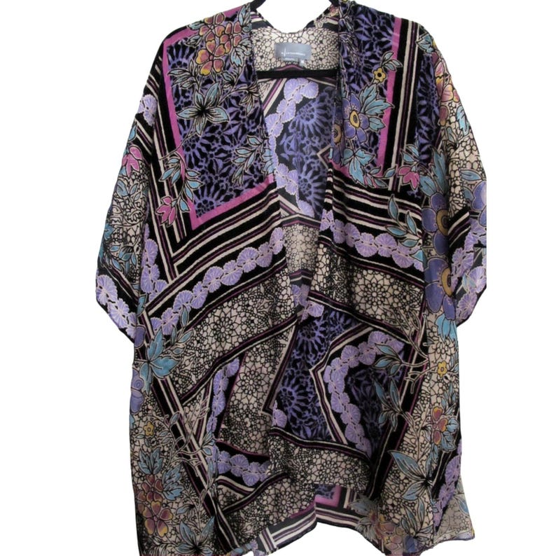 Anthropologie Burn Out Kimono Duster Boho Colorful Casually Elegant image 1