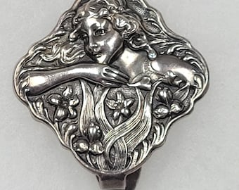 Art Nouveau Chatelaine Clip Pendant in Heavy Sterling