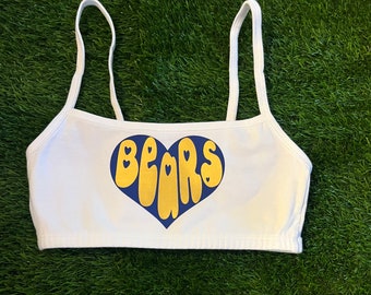 CUSTOM College tailgate bralette/cami tank top. Any team/ name in a heart bralette/sports bra.