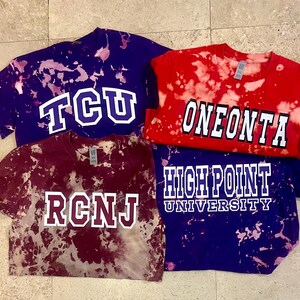 College/ School/ Sorority/ Team Bleach crop tee or T-shirt with custom text or logo. immagine 4