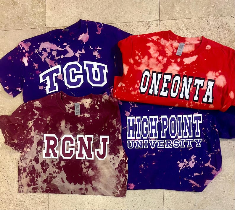 College/ School/ Sorority/ Team Bleach crop tee or T-shirt with custom text or logo. immagine 4