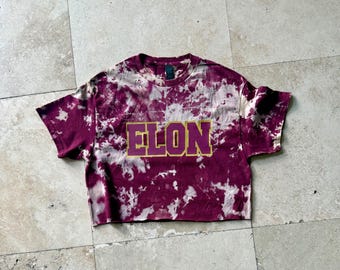 College/ School/ Sorority/ Team Bleach crop tee or T-shirt with custom text or logo.