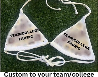 Custom College/Team Bikini Top with fabric. Tailgate Bikini Top