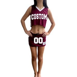 Custom College Apparel. Crop Top and Skirt Game Day Set, Tailgate outfit, Top and Skirt Set. Two piece game day/tailgate outfit.