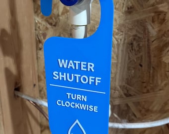 Ophanglabel waterhoofdafsluiting | Kelder en kruipruimte | Sanitairlabels | Op maat gegraveerd | Levendige kleuren | 3D-geprint