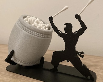 Taiko Drummer Q-tip Holder | Bathroom Storage | Fun Design | Japanese Decor | New Colors | 3D Printed