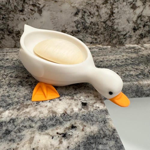 Porte-savon canard avec évacuation d'eau | porte-savon | Trou de drainage | Organisation de la salle de bain et de la cuisine | style canard | Multicolore | Plastique imprimé en 3D