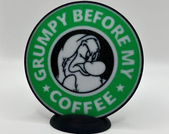 Grumpy Before My Coffee Coasters | 2-Pack | Custom Disney Coaster | Desk Coaster| Seven Dwarves | Snow White | Table Decoration | 3D Printed