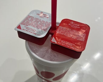 Saushouder voor fastfood met kop | Dipsaushouder voor drinkbeker | Chick-fil-A | McDonald's | Wendy's | Diverse kleuren | 3D-geprint