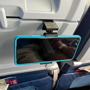 Adjustable Airplane Phone Holder | Tray Table Phone Cradle | Travel Phone Mount | Frequent Flyer | Custom Colors | 3D Printed