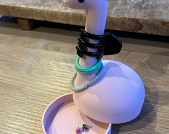 Houder dinosaurus haarelastiekje | Haarelastiekje O-Saurus | Scrunchy | Sieradendisplay | Snuisterijschaal | Verlovingscadeau | Verscheidenheid aan kleuren | 3D-geprint