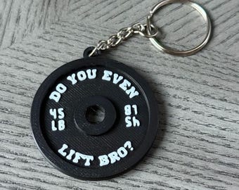 Sleutelhanger met halterschijf | Dubbelzijdig | Til je je broer zelfs op? | Sportschoolaccessoire | Tasaccessoire | Haltersleutelhanger | Aangepaste kleuren | 3D-geprint