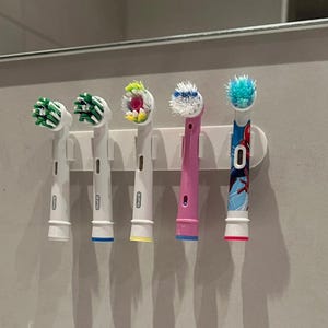 Oral-B Brush Head Holder| Holds up to 6 Heads | Walls or Cabinets | Adhesive Included | No Drilling Required | Custom Colors | 3D Printed