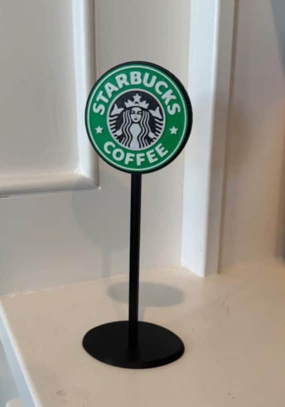 Starbucks Sign | Miniature Starbucks Coffee Sign | Coffee Lovers | Play Kitchen | Office Kitchen | Bar Decoration | 3D Printed