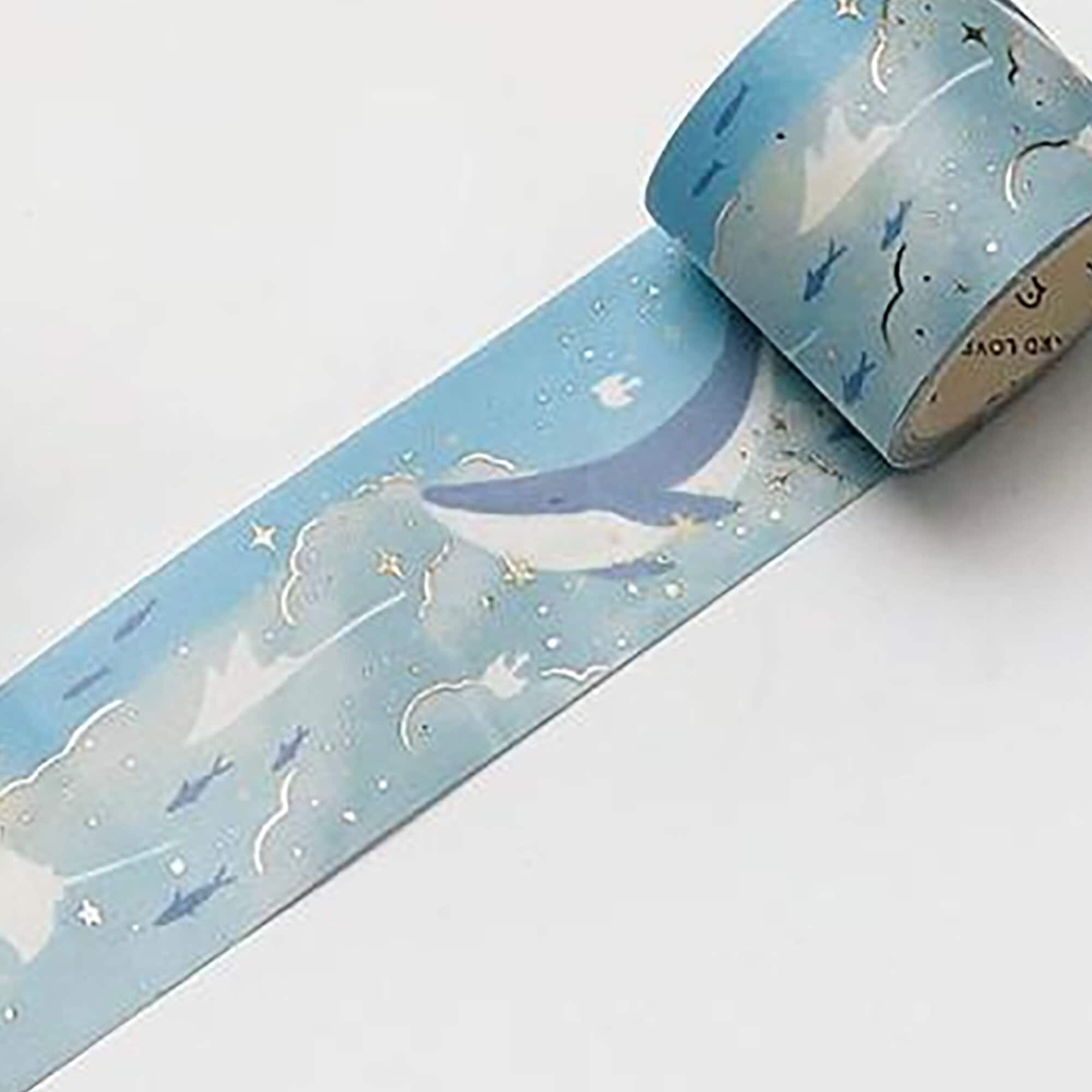 Dream Whale Washi Tape, Cute Purple Washi Tape, Kawaii Stationery