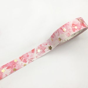 Sakura Pink Washi Tape With Gold Foil Cherry Blossoms For Masking Tape Scrapbooking Decorative Journal Paper Art Crafts