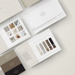 Pode incluir: Um guia de marca com um fundo bege e texto que diz "The Primary Logo". O guia inclui uma paleta de cores com tons de bege, marrom e preto. O guia tamb&eacute;m inclui uma se&ccedil;&atilde;o para o logotipo principal, que &eacute; um design simples e minimalista.