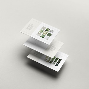 Pode incluir: Tr&ecirc;s p&aacute;ginas brancas com paletas de cores verdes e texto. A p&aacute;gina superior tem uma grade de quadrados verdes com diferentes tons de verde. A p&aacute;gina do meio tem um c&iacute;rculo com uma linha que o atravessa e texto. A p&aacute;gina inferior tem uma grade de ret&acirc;ngulos verdes com diferentes tons de verde.