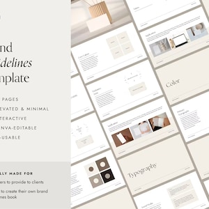 Brand Guidelines Canva Template | 32 Pages | Video Walk-through | Elevated Minimalistic Brand Guidelines Template Editable in Canva
