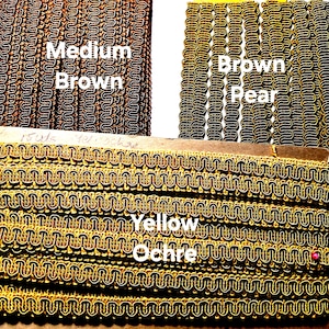 Scroll Gimp - Upholstery Trim, Shades of Brown, Wavy, 1960s Vintage, Sold by Yard