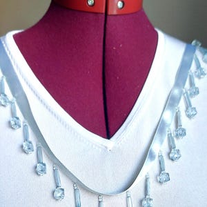 Blue Beaded Fringe - Rare square beads (one length of 35 inches)