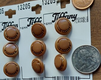 Brown Buttons, 14mm, Round, Vintage