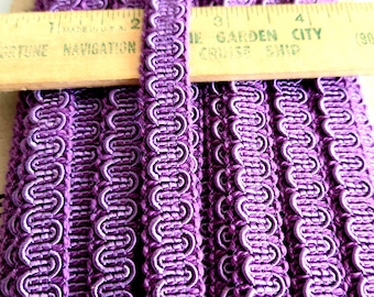 Vintage Scroll Gimp Upholstery Trim: Purple, Rose, Aubergine, Vintage, 1960's, Sold by Yard