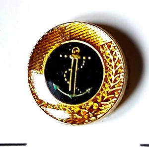 Anchor Buttons - Gold and Black, Round, with gold rims and shanks, sold by card