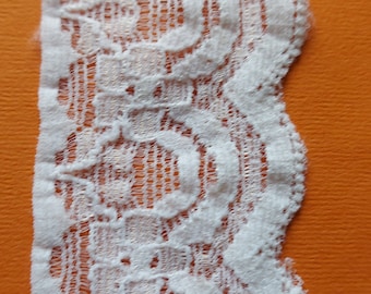 Stretch Lace Trim - 8 Yards of White, Scalloped Edge, Vintage