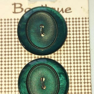 Purple or Teal Green Buttons, 2-hole sew-through, Vintage, Sold by card