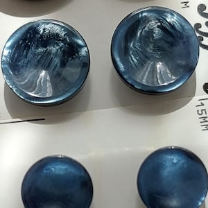 Dark Blue Buttons - Pearlized, Round, with Shank, 20 mm