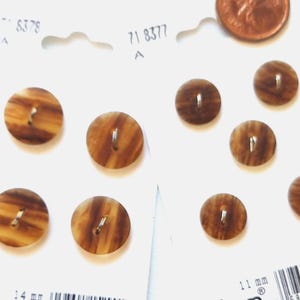 Small Brown Buttons, Turtle Shell Look, 2 sizes, 2-hole, flat