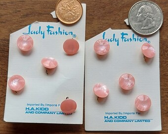 Pink Buttons, 10mm, Round,  Vintage