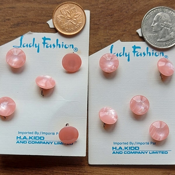 Pink Buttons, 10mm, Round,  Vintage