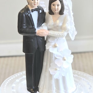 Décoration pour gâteau de mariage, vintage des années 1990 avec base en acrylique