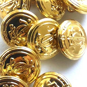 Anchor Buttons - Gold with shanks, Vintage