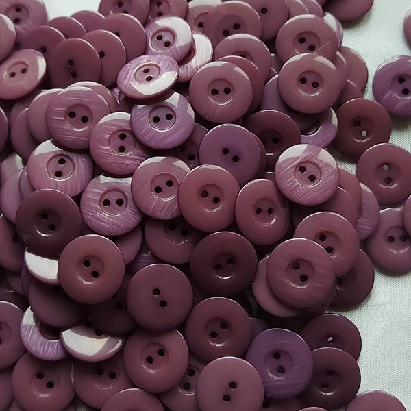 Purple Buttons, 18mm, Glossy, Set of 12 very flat buttons