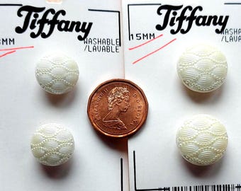 White Buttons - textured, tunnel shanks, in two sizes, Vintage, sold by card