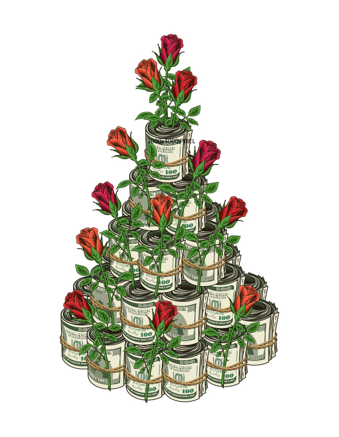 Wrapped 100 Dollar Bill Money Roll Rose Gift Rounded 100 Etsy wrapped-100-dollar-bill-money-roll-rose-gift-rounded-100-etsy