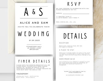 Minimalist Editable Wedding Invitation I Digital Template Download I Simple and Stylish I Full Bundle