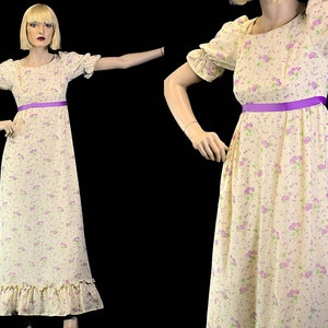 70s floral dress, fairy dress, puff sleeve, cottagecore dress, muslin fabric, prairie dress, rustic wedding dress