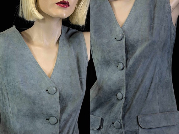 70s mini dress,  suede dress,   grey mini dress, … - image 7