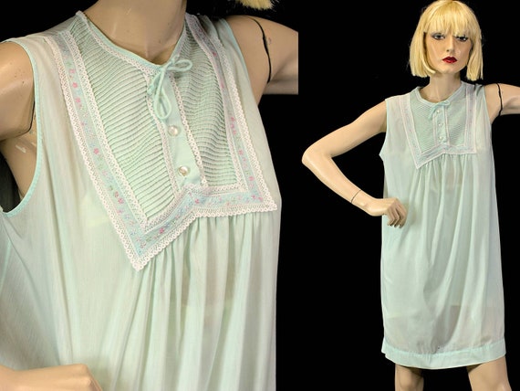 Vintage Barbizon, mint green, nightgown, 1960s li… - image 1