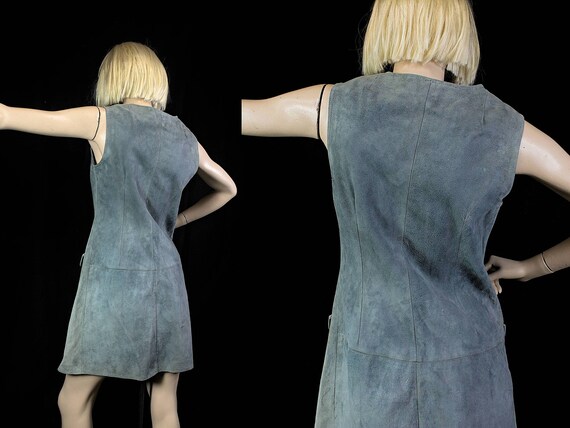 70s mini dress,  suede dress,   grey mini dress, … - image 3